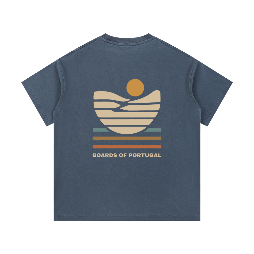Blue Vintage Wash Cotton T-Shirt And Boards of Portugal print on the back.