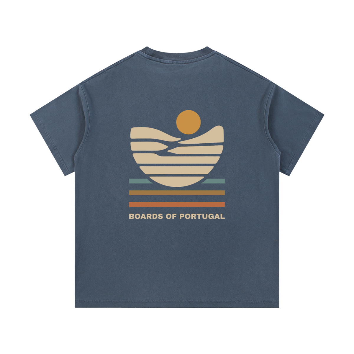 Blue Vintage Wash Cotton T-Shirt And Boards of Portugal print on the back.