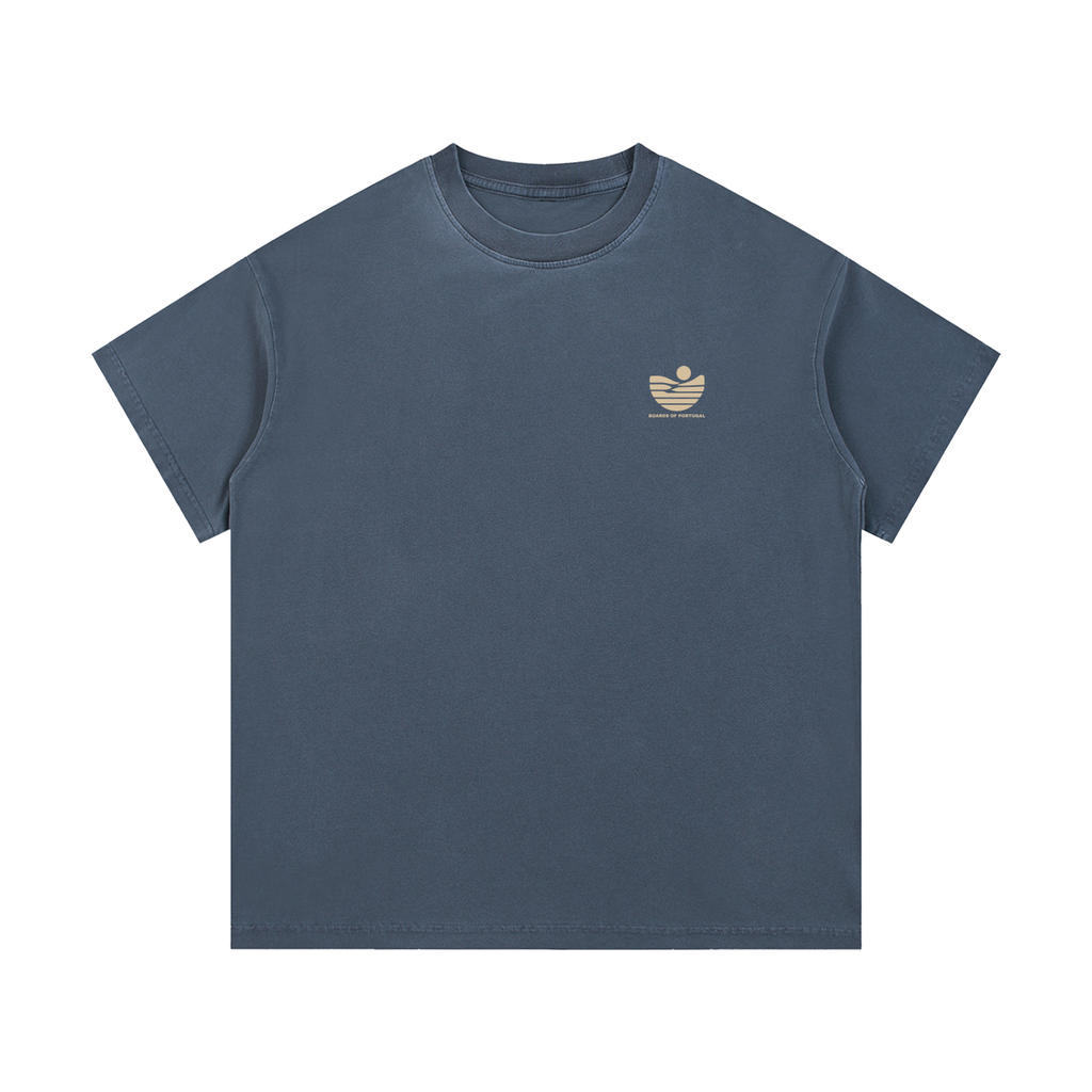 Blue Vintage Wash Cotton T-Shirt And Boards of Portugal print on the back.
