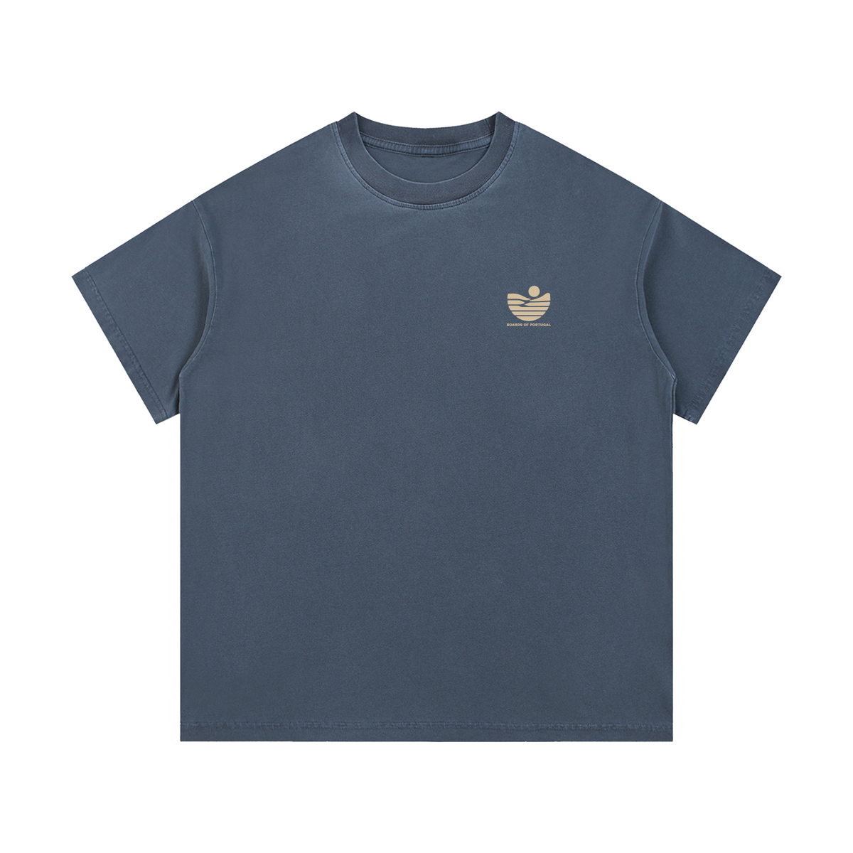 Blue Vintage Wash Cotton T-Shirt And Boards of Portugal print on the back.